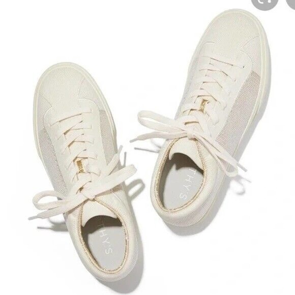 Rothy's Shoes - Rothy's Lace Up Sneaker Shoes White Golden Metallic Women's Size 9 H14429
